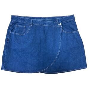 NWT Cider Women's Plus Size 2XL XXL Button Denim Skirt Wrap Pockets New Retro